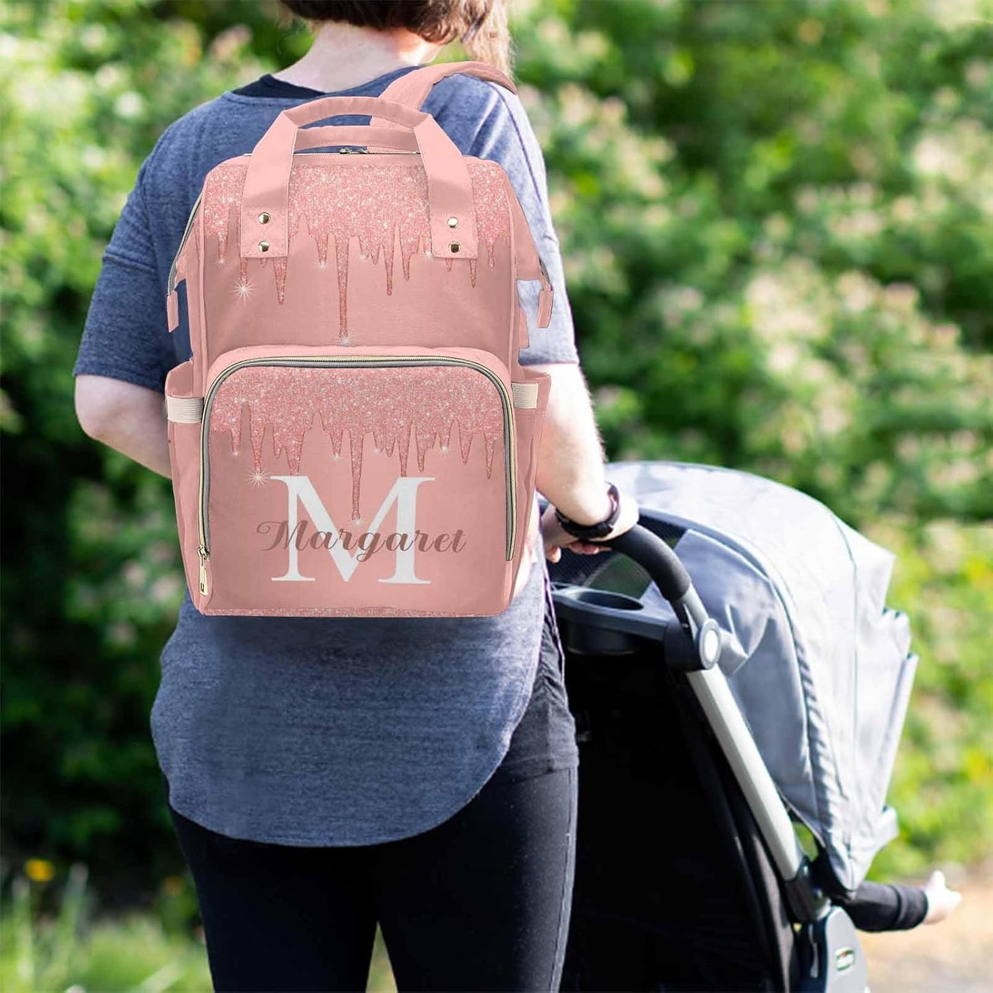 D-Story Customized Diaper Backpack Expandable Customize Baby Bag for Holiday Travel Cute Custom Diaper Bag Fashion Custom Name Personalized Mommy Bag