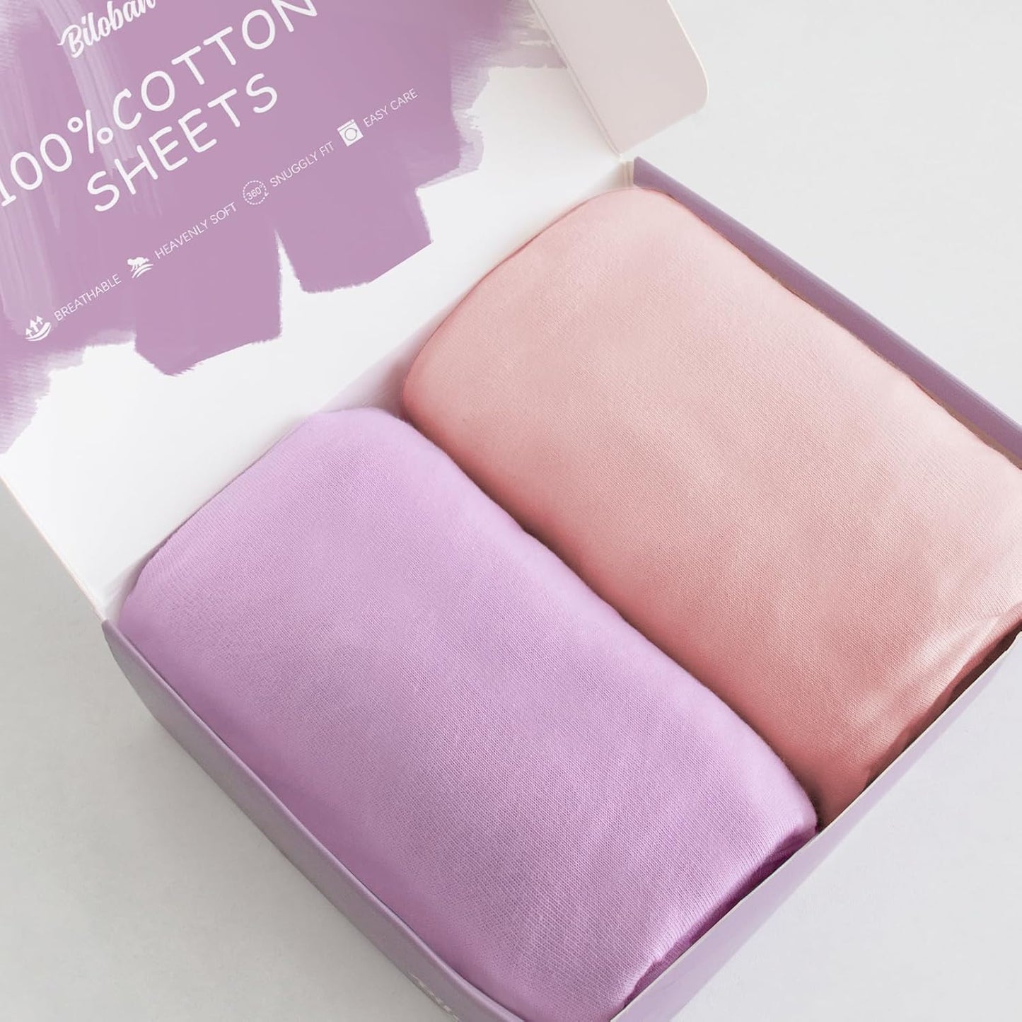 Bassinet Sheets Fit for Angelbliss, MMBABY, HARPPA, Ihoming and AMKE Baby Bassinet(33"x19"),100% Cotton, 2 Pack, Ultra Soft Bassinet Sheet, Pink and Violet