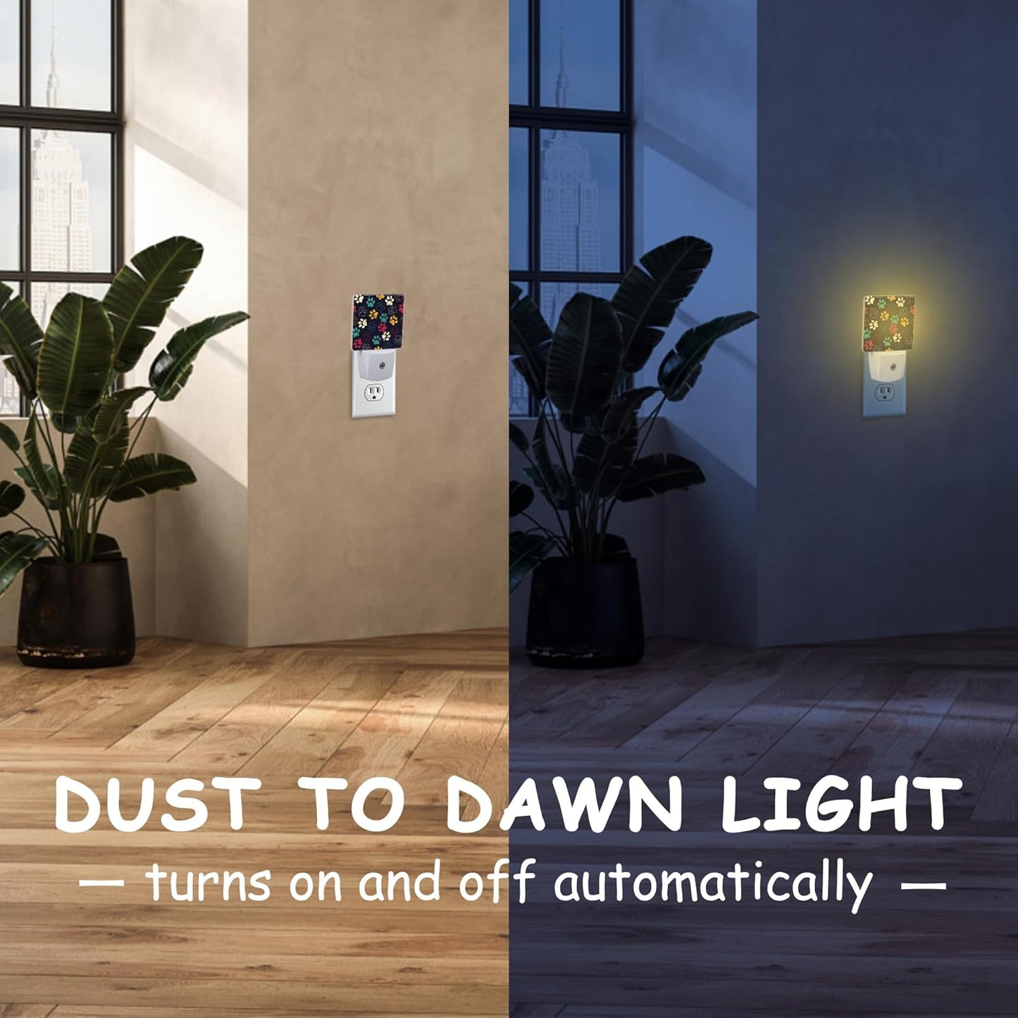 Night Light for Kids Girls Boys,Colorful Animal Footprints LED Night Light Plug into Wall with Dusk to Dawn Sensor for Room Decor,Hallway,Kitchen,Bathroom,Nursery,Stairs