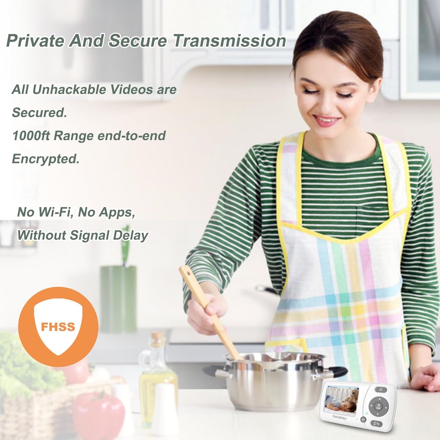 HelloBaby Monitor with 3 Cameras, 2.4'' Portable Travel Screen Baby Monitor No WiFi, 1000ft Long Range Video Baby Monitor, Night Vision, VOX Mode-Power Saving, Baby Safety Camera,for Baby/Pet/Elder