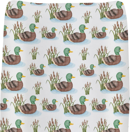 Cute Mallard Ducks Pond Changing Pad Covers for Baby Girl Boy Hunting Duck Season Fitted Change Table Cover Mats Wild Duck Reef Lake Soft Diaper Changing Table Sheets 32''×16''