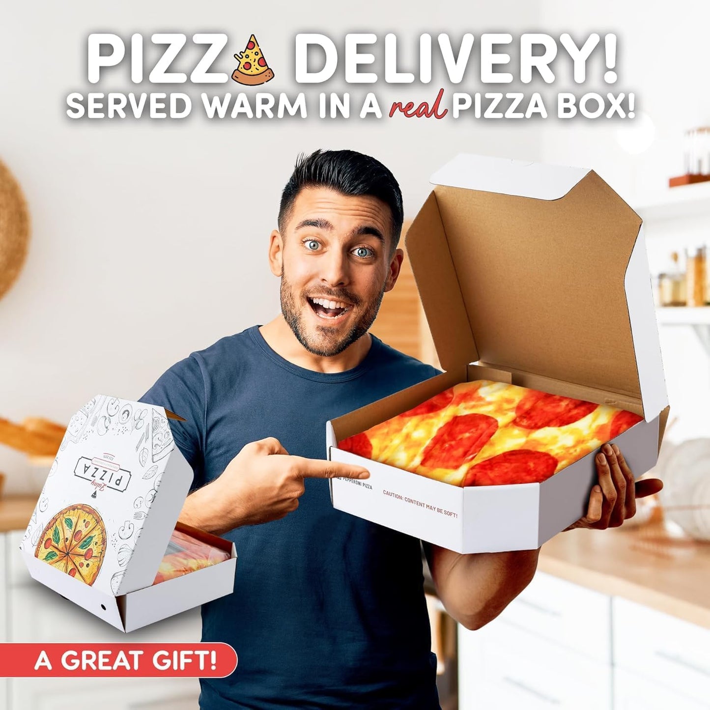 Zulay Giant Double Sided Pepperoni Pizza with Gift Gift Packaging - Novelty Blanket for Adults & Kids - Soft Flannel Round Pepperoni Blanket for Indoors, Outdoors, Travel, Home, 285 GSM - 60 Inches