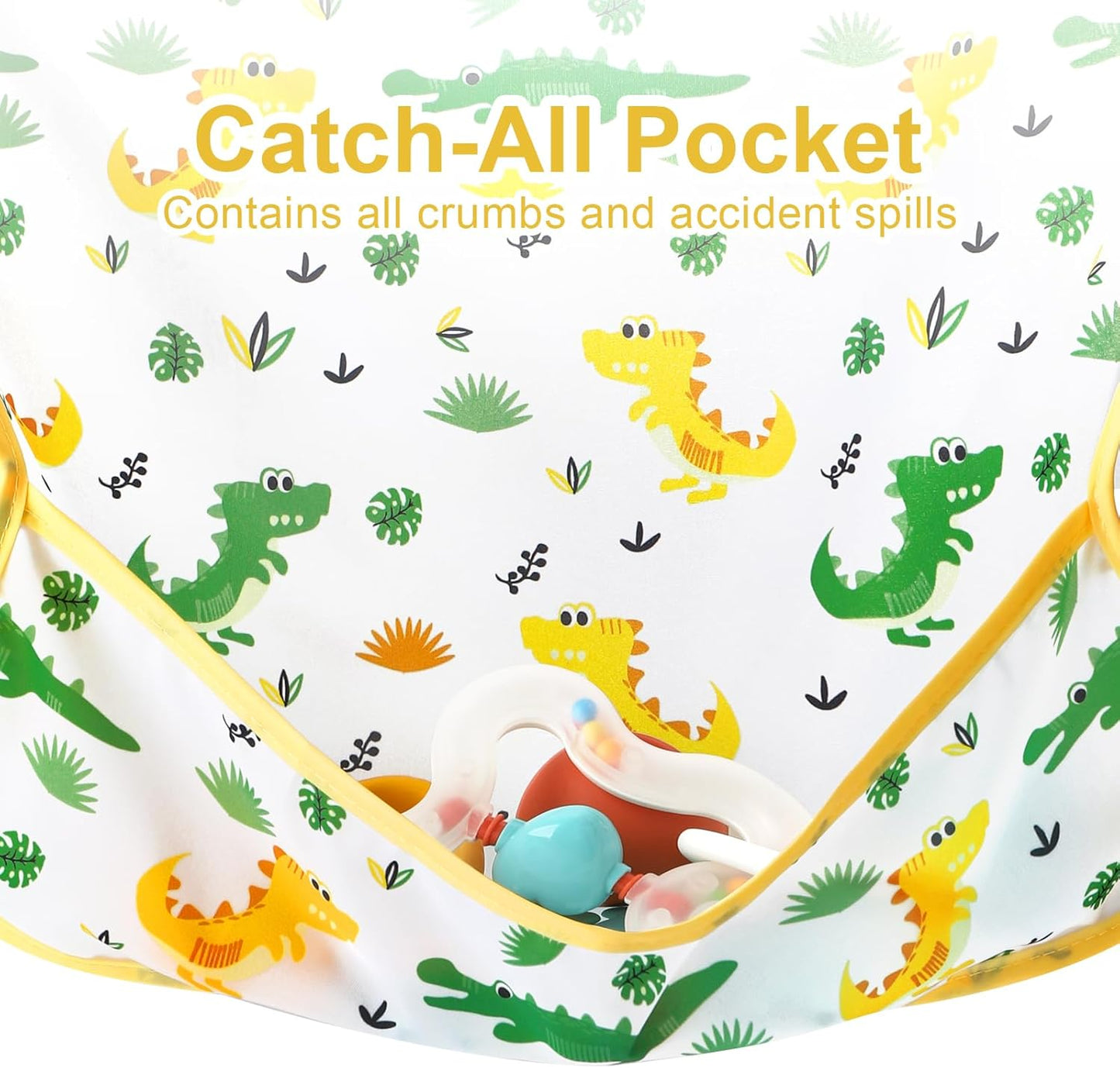 Accmor 4 Pack Long Sleeve Bibs, Baby Smock Waterproof Sleeved Bib Smock for Baby Toddler 6-36 Months