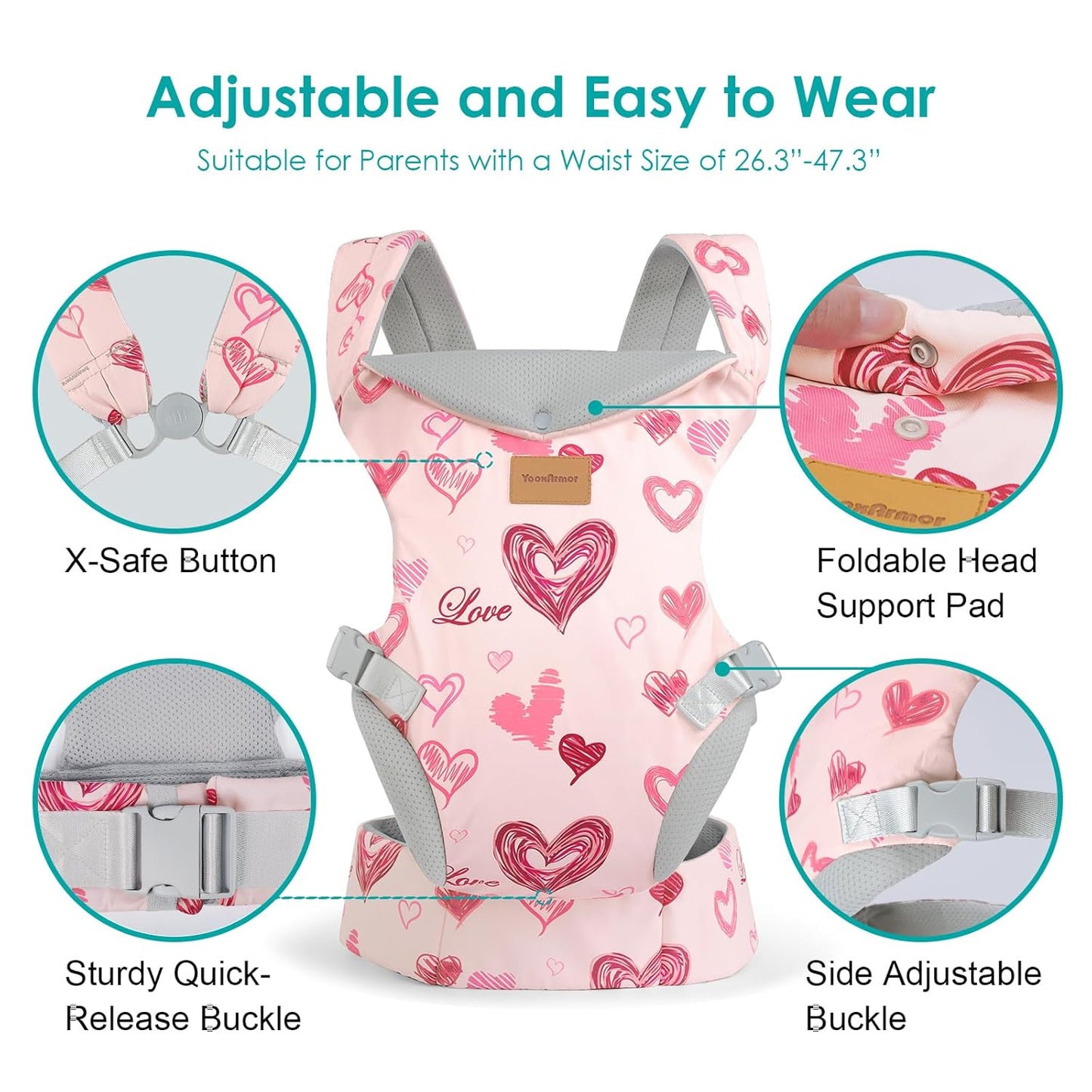 Baby Carrier, Ergonomic Adjustable Toddler Carriers for 7-33 Lbs, Cozy Lightweight Infant Carrier with Neck Support, Baby Chest Carriers with Lumbar Support for Parents (3-36 Months)