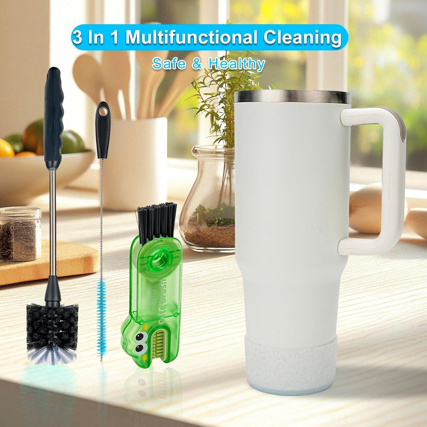 4 Pack Bottle Cleaner Set, Including Long Water Bottle Clean, Straw Clean and 3 in 1 Multi Functions Clean, Suitable for Stanley Cups, Baby Bottles, Travel Mugs, Decanters, Straws