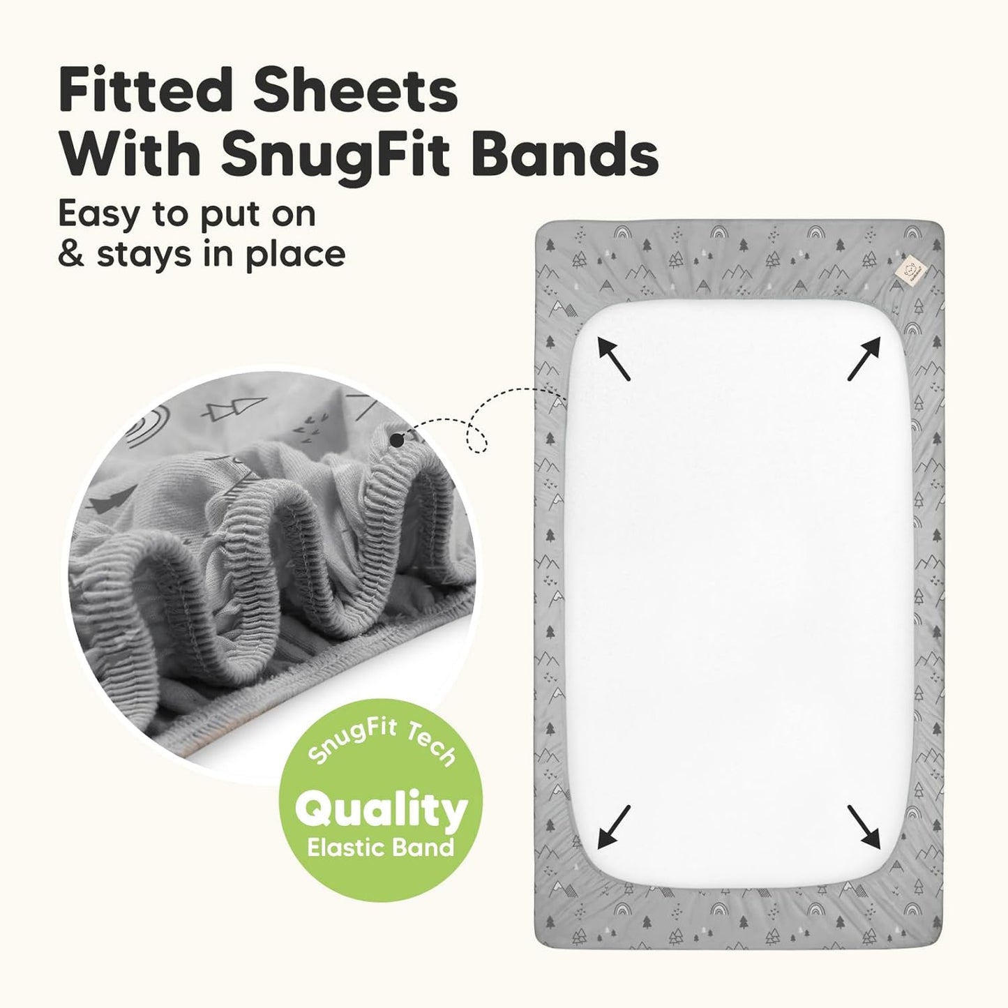 2-Pack Waterproof Baby Crib Sheets for Boys, Girls - 52x28 Viscose Derived from Bamboo Toddler Bed Sheet Neutral, Fitted Crib Mattress Protector Cover for Baby Bedding, Soft & Gentle (Woodland)