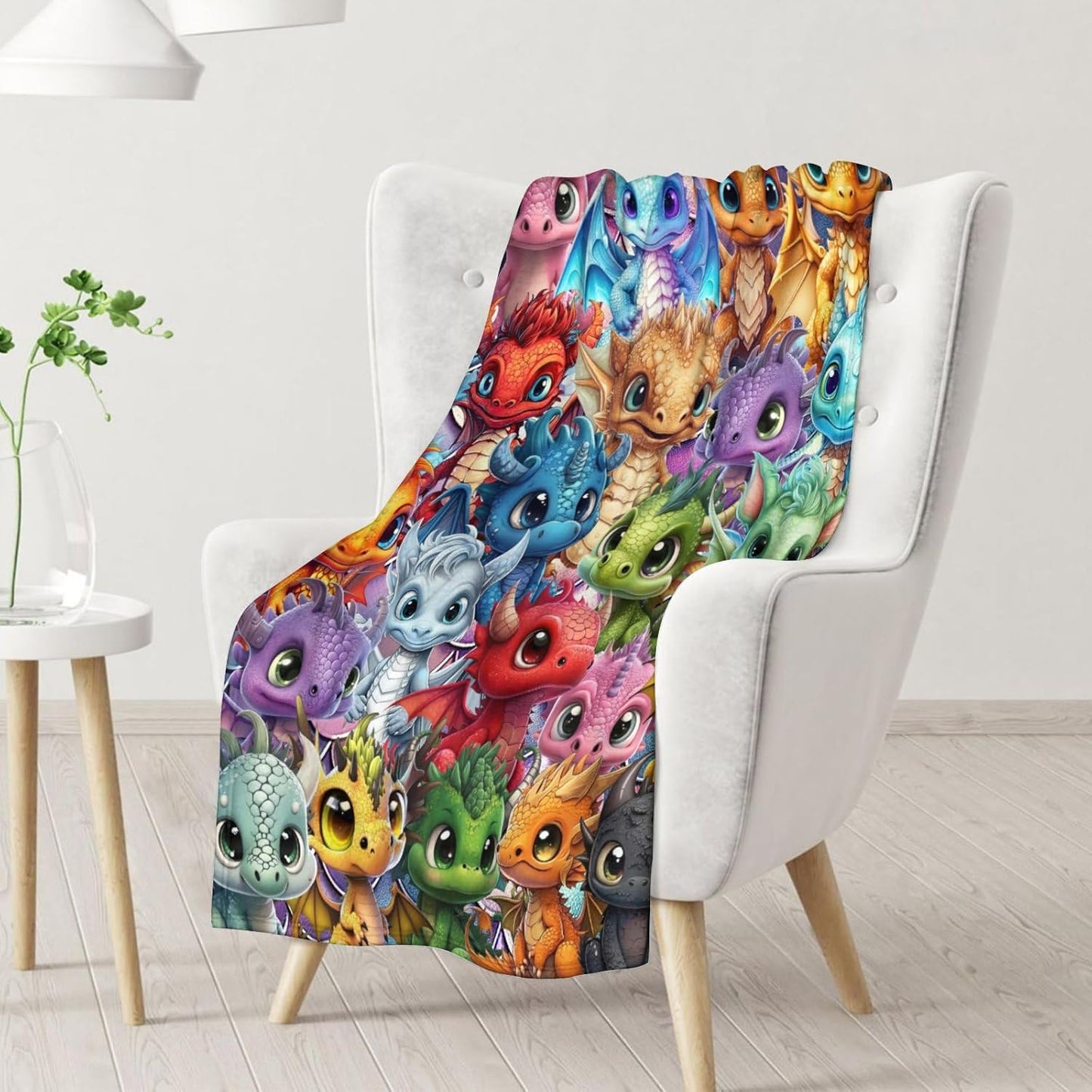 Dragon Blanket Gifts - 60x80 Inches Funny Throw Blanket for Babies, Kids, Boys & Girls - Colorful Soft Fuzzy Blankets for Couch, Sofa & Bed