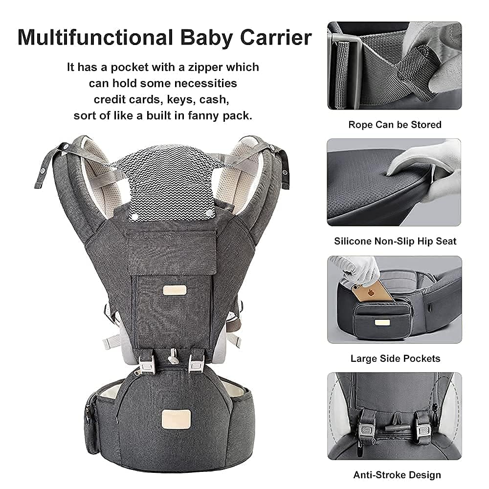 Baby Carrier Newborn to Toddler - Multifunctional 6-in-1 Ergonomic All Positions Baby Carrier with Hip Seat, Face-in & Face-Out Front and Back Carry Holder Backpack for Infant Child Toddler 7-40 lbs