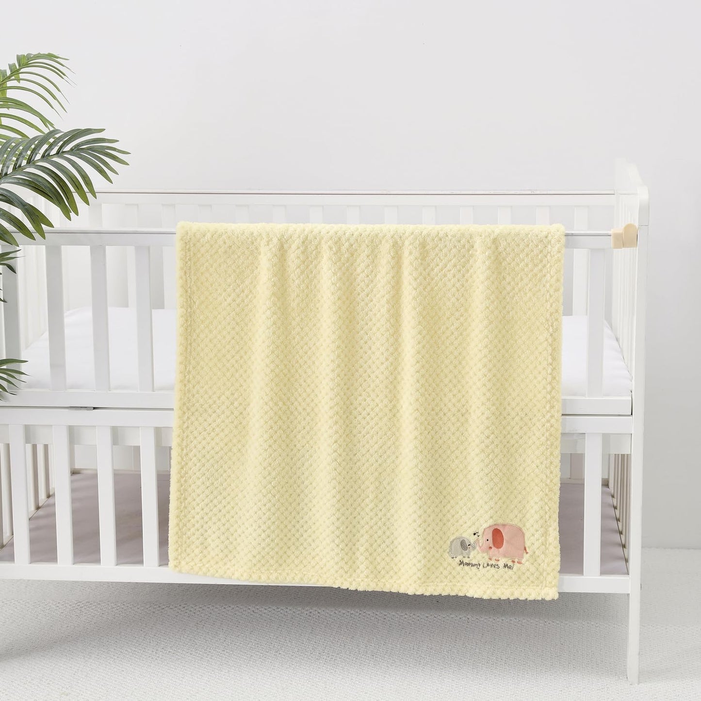 CREVENT 30''X40'' Cute Cozy Fluffy Warm Baby Blanket for Girls Infants Toddlers' Bedding Crib Cot Stroller, Baby Shower Birthday Newborn's Gift - Ivory Elephant 75X100cm