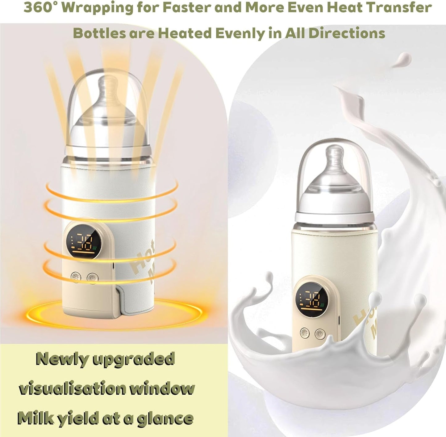 Portable Bottle Warmer for Travel-Rapid Warming,Long-Lasting Warming up to 6-10H,Portable Travel Bottle Warmer Cordless for Baby Milk Breastmilk (6000mA)