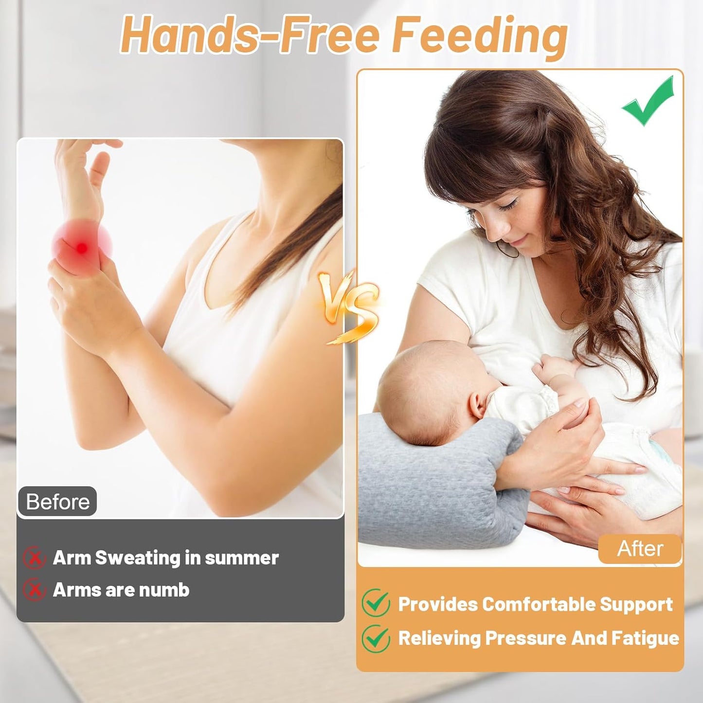 KAKIBLIN Baby Feeding Arm Pillow,Baby Nursing Arm Breastfeeding Pillows Support for Newborn Mom and Babies,Portable and Washable,Ergonomic Nursing Essentials, Travel Pillows for Newborn (Dark Gray)