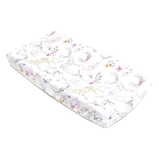 Oilo Changing Pad Cover, Breathable 100% Turkish Cotton Fitted Jersey, 300 Thread Count, Machine Washable, Fits Standard Changing Pads (32" x 16"), Girl, Boy, & Neutral Nursery Design, Fawn