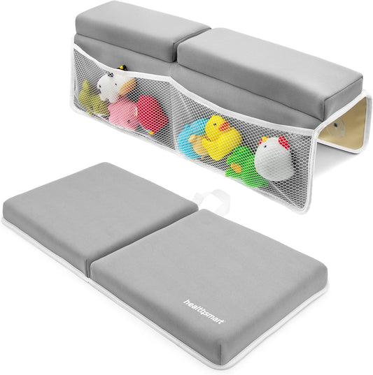 HealthSmart Baby Bath Kneeler and Elbow Rest Pad Set – Ultra-Thick, Non-Slip, Water-Resistant & Machine-Washable with Toy Organizer Pockets for Moms & Baby Registry