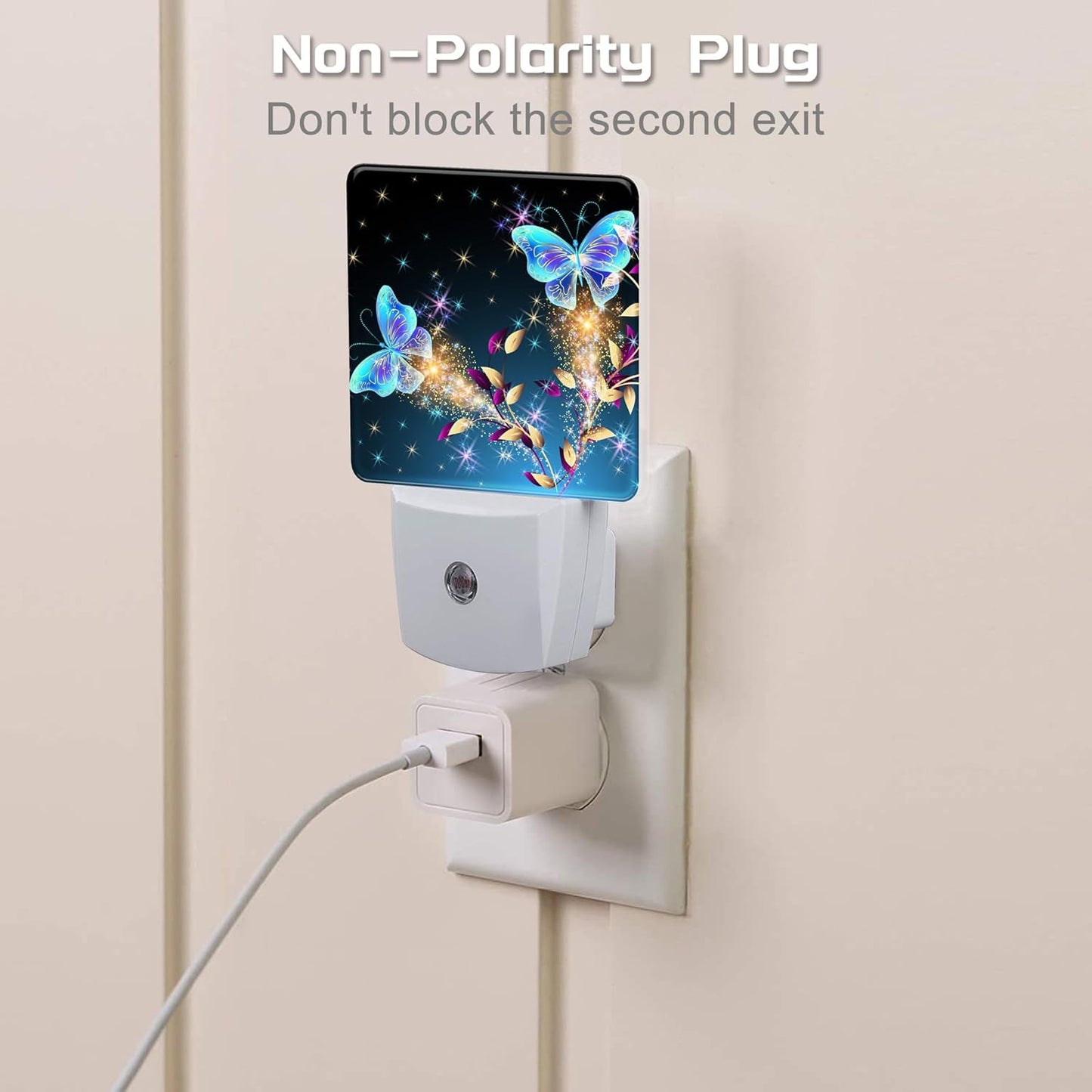 Magical Butterflies with Flowers Night Light Plug into Wall, Glitter Sparkle Butterfly Dusk to Dawn Night Light Plug in,0.5w Energy Saving Sleep Friendly NightLight for Kids Boys Girls Home Decor