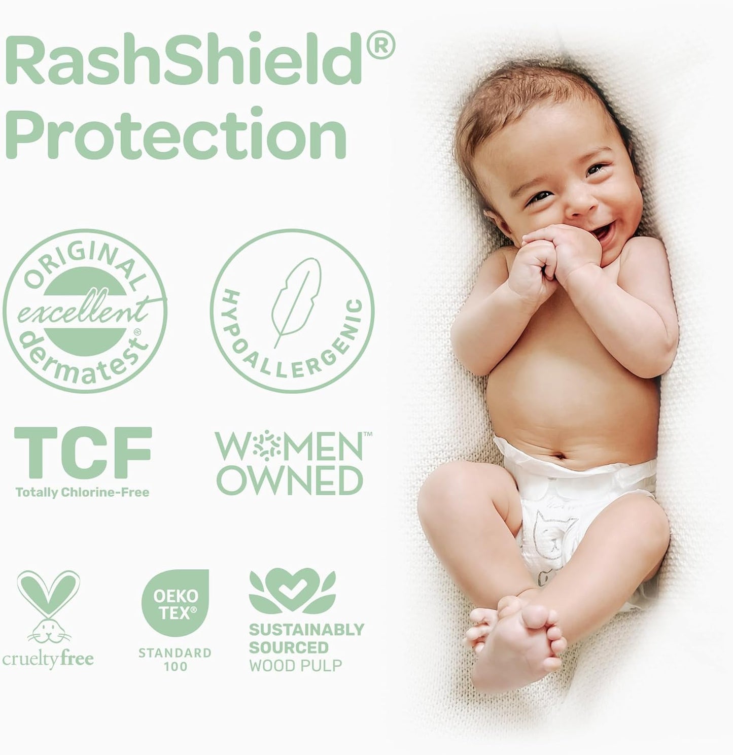 Parasol Clear+Dry Disposable Diapers, RashShield Protection, Leakproof Design, Hypoallergenic Diaper Set | Size 5 (26 lbs.) 36 Count