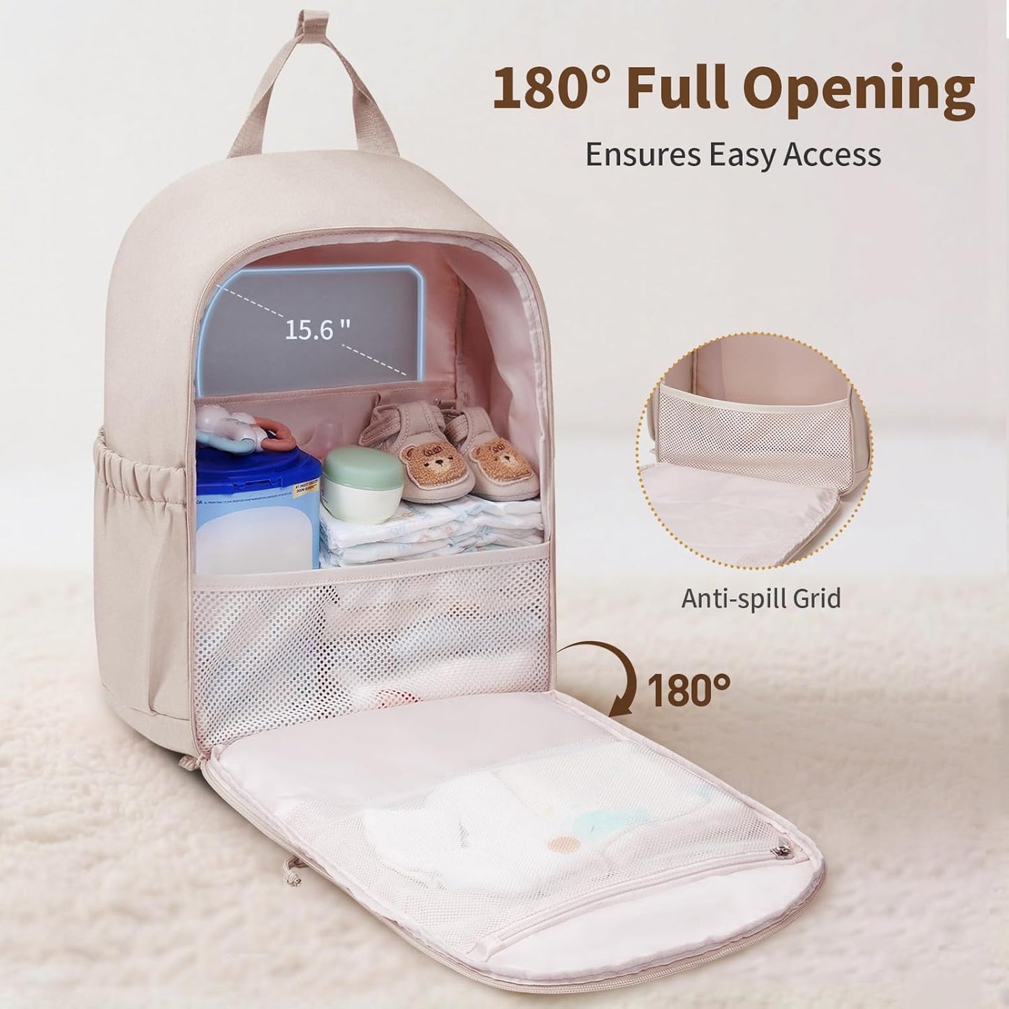 CEI-CEI Diaper Bag Backpack Large Baby Diaper Bag Water-resistant Travel Diaper Backpack for Boys Girls Newborn with Insulated Pockets, Changing Pad, Stroller Straps