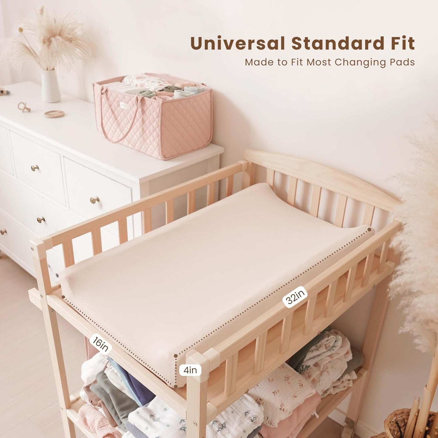 Konssy 3 Pack Stretchy Changing Pad Covers for Girl, Boy, Silky Soft Changing Table Cover, Breathable Baby Nursery Diaper Chang Pad Sheets (Flourish)