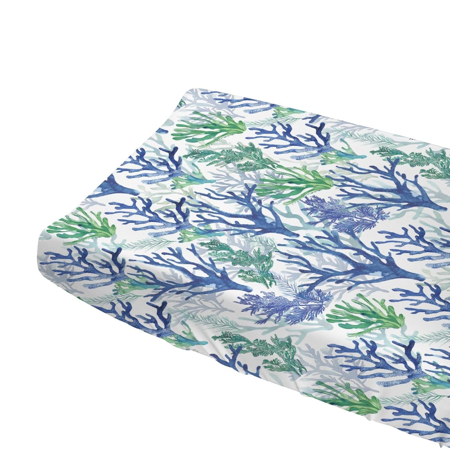 Blue Green Coral Reef Baby Changing Pad Covers for Boy Girl 32''x16'' Nautical Watercolor Coastal Fitted Diaper Change Table Sheets Beach Summer Sea Soft Breathable Nursery Baby Changing Table Mats