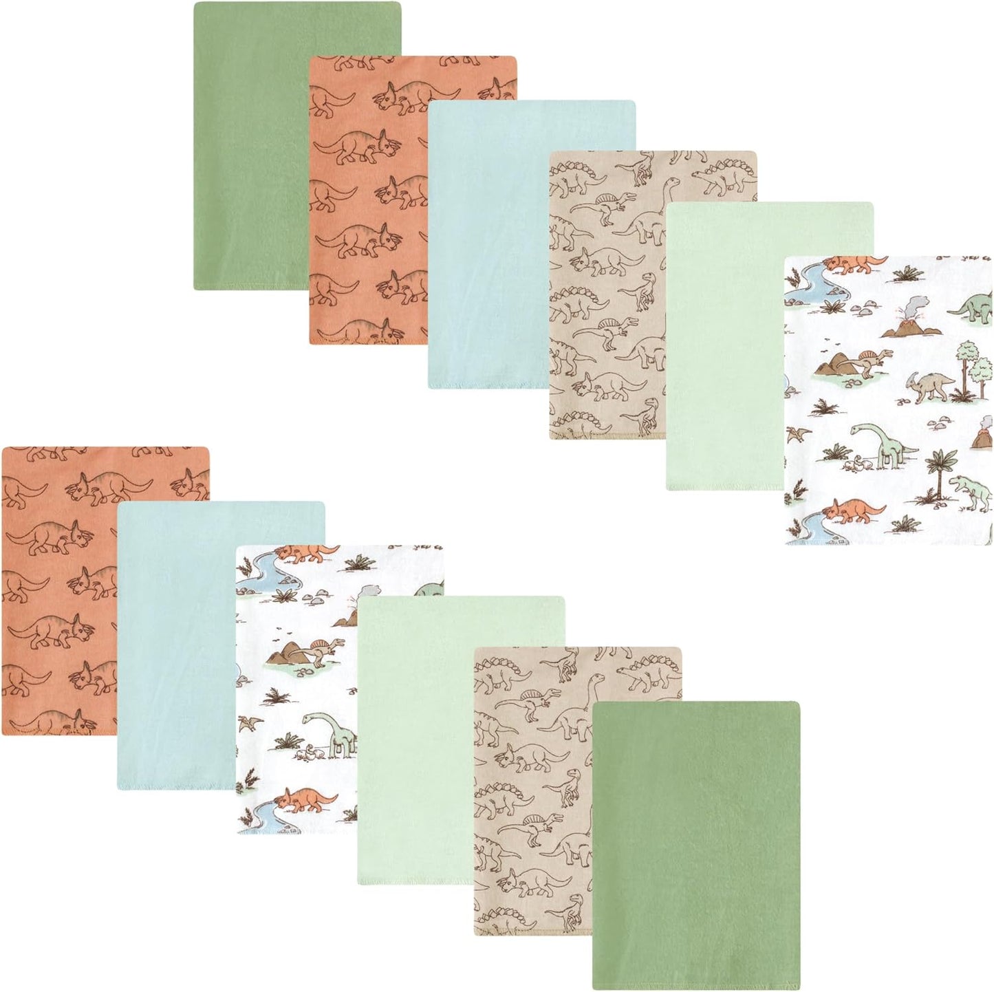 Luvable Friends Hudson Baby Flannel Burp Cloths 12pk, Dino Exploration