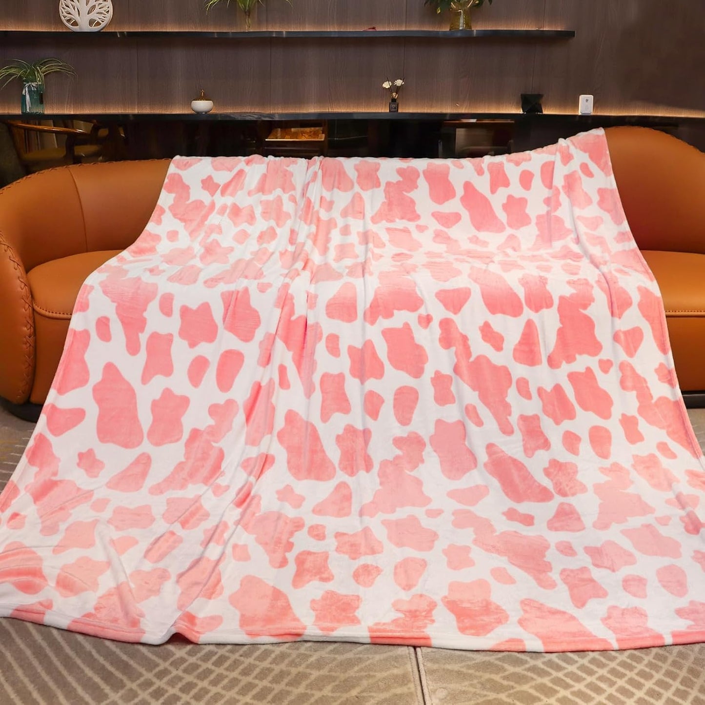 Pink Queen Fleece Blanket 90"x90" - Large Fuzzy Cow Print Bedding for Couch, Bedroom Decor - Lightweight Soft Throw Gifts for Women & Teen Girls