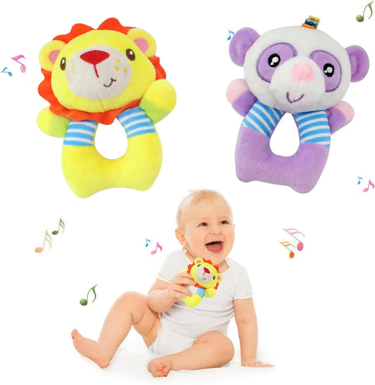 BLOOBLOOMAX Sock rattles for Babies 0-24 Months Baby Animal Foot Finder Educational Toys