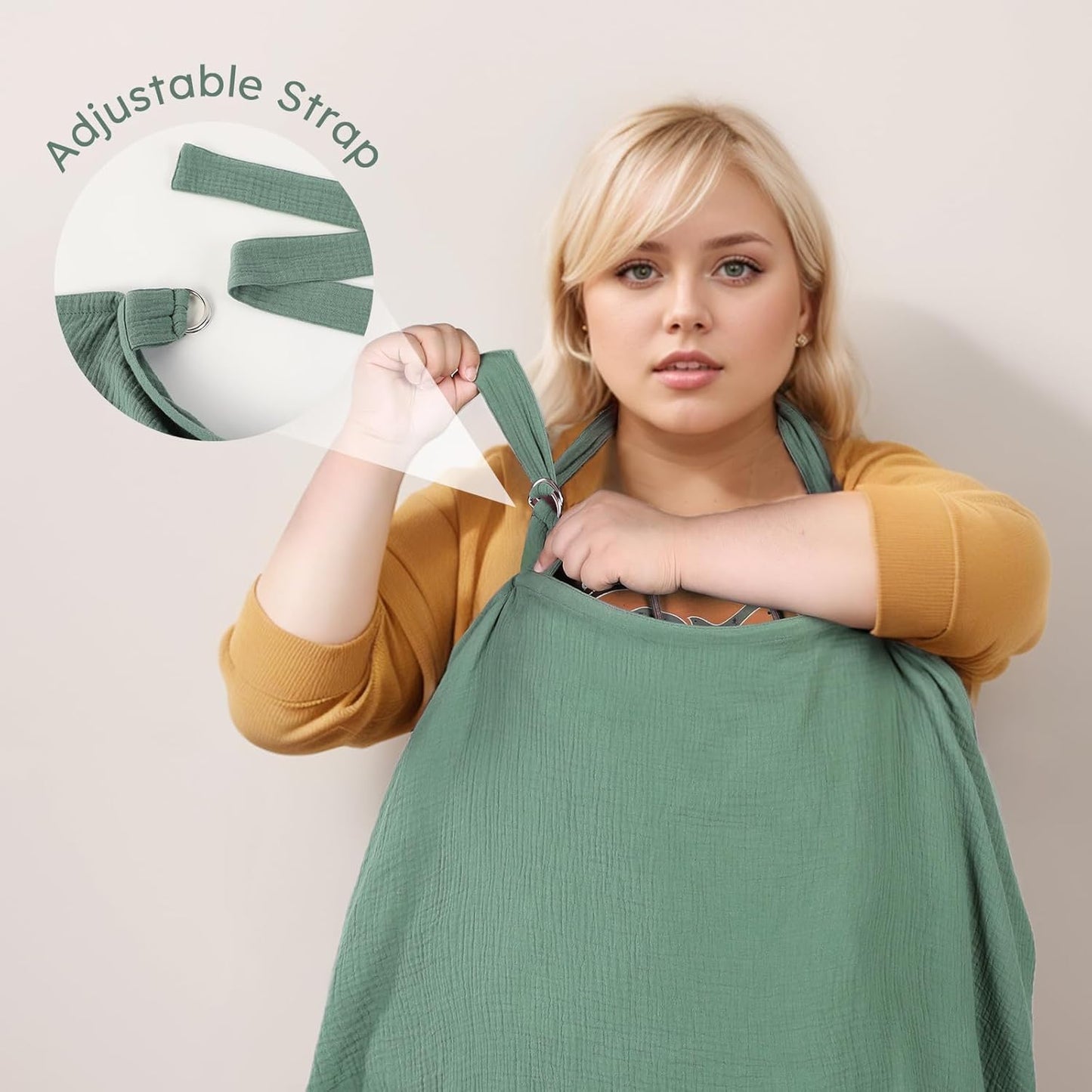 Yoofoss 2 Pack Muslin Nursing Cover for Breastfeeding, 100% Cotton Breastfeeding Cover with Arch Neckline, Soft Breathable Privacy Nursing Covers for Women, Multi-use Breastfeeding Essentials