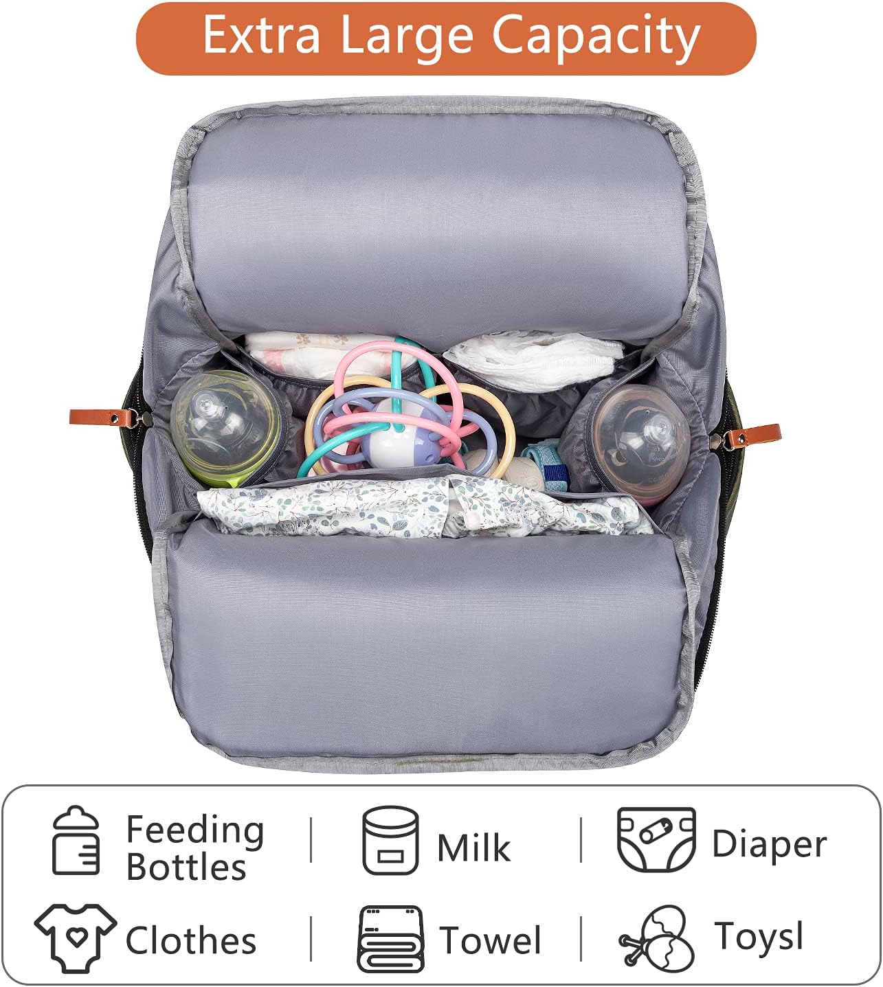 Frank Mully Diaper Bag Backpack Large Multifunction Travel Baby Bag for Mom Dad Army Green