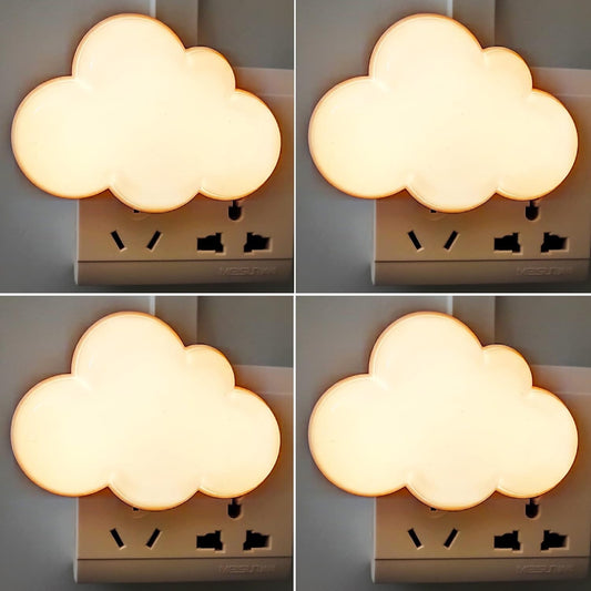 AUSAYE 4Pack Sensor LED Night Light Plug in Lamp Cloud Night Light Mini Pretty Night Lights for Adults Kids NightLight White