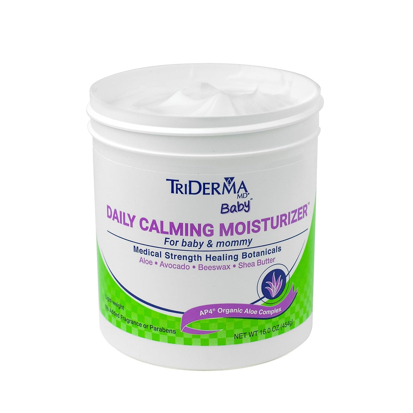 TriDerma Daily Calming Baby Moisturizing Lotion for Baby's Sensitive Skin with Soothing AP4 Aloe Vera, Avocado & Vitamins B & E, Fragrance Free 16 Ounces