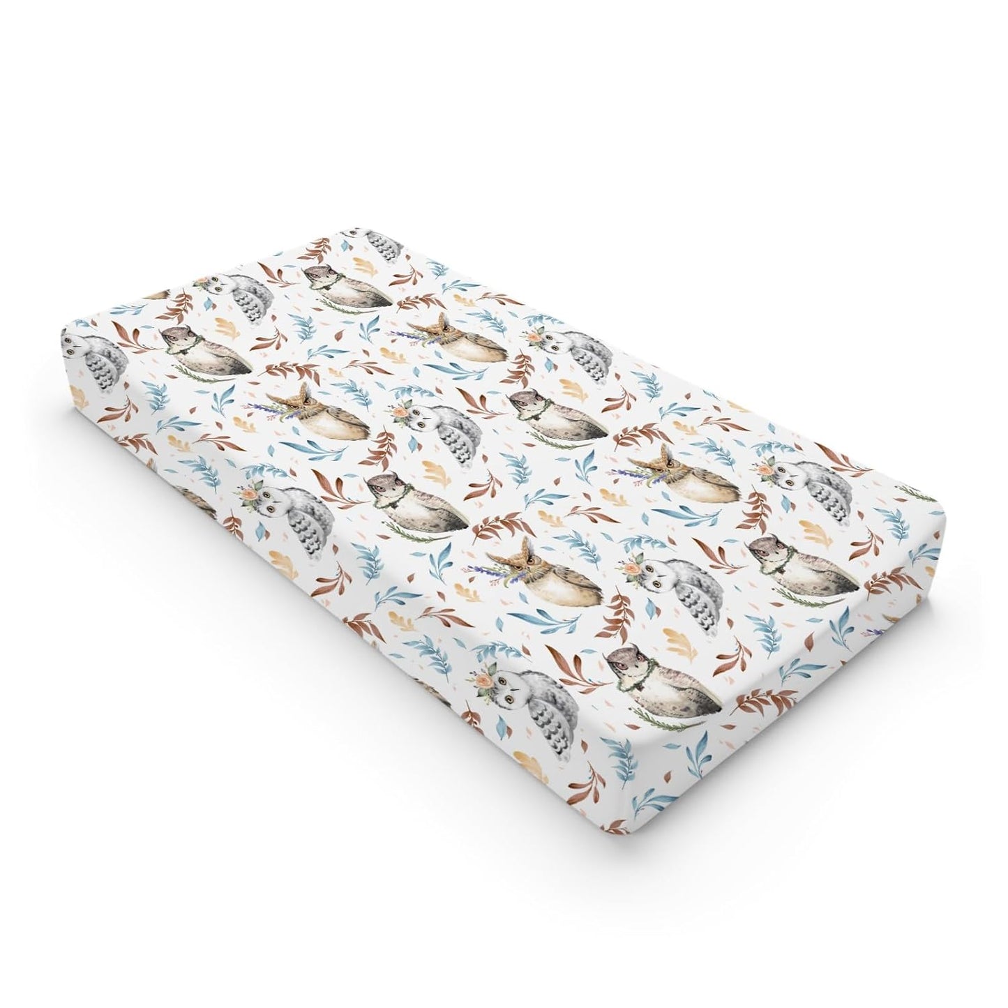 Watercolor Owl Flowers Leaves Changing Pad Cover Diaper Cute Owl Birds Floral Changing Table Cover Sheets for Boys Girls Soft Breathable Stretchy Diaper Changing Pad Mat Cover Sheets 32''x16''