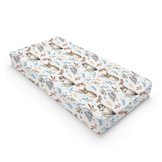 Watercolor Owl Flowers Leaves Changing Pad Cover Diaper Cute Owl Birds Floral Changing Table Cover Sheets for Boys Girls Soft Breathable Stretchy Diaper Changing Pad Mat Cover Sheets 32''x16''