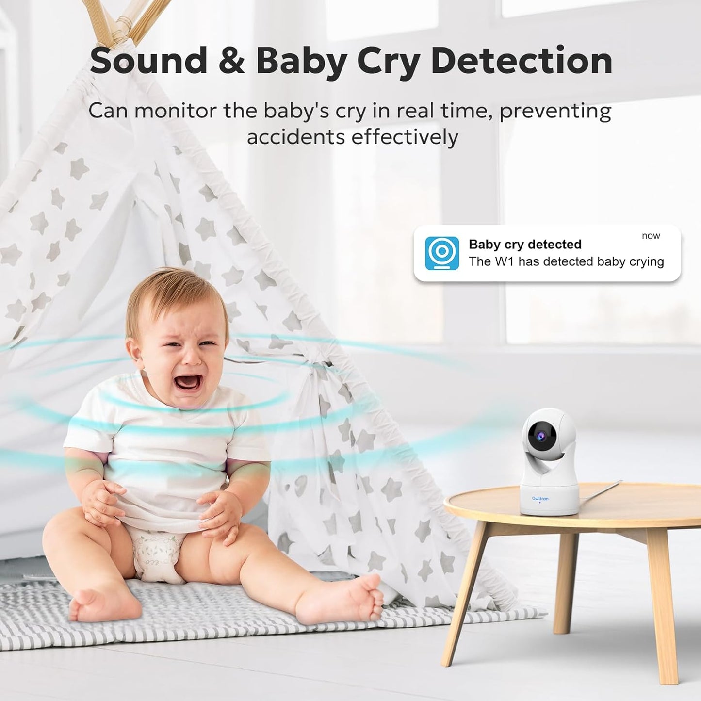 owltron Indoor Security Camera 2K, 360° Cameras for Home Security with Motion Detection, 2.4G WiFi for Baby/Pet/Nanny/Camara with Night Vision, Siren Alarm & 2-Way Audio, Compatible with Alexa