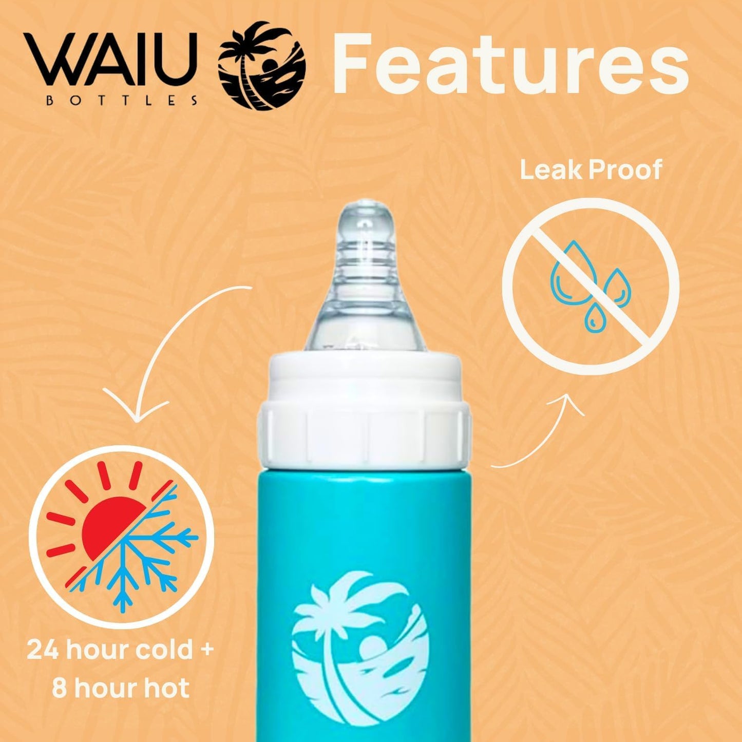 Waiu Insulated Stainless Steel Baby Bottle BPA-Free | Keeps Drinks Hot for 8 Hours, Cold for 24 Hours | 4 oz. (Blue)