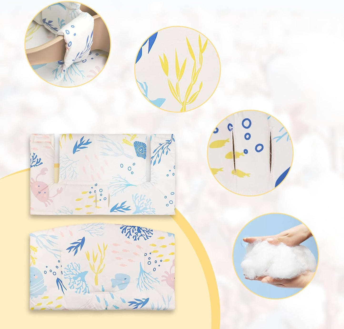 For Tripp Trapp High Chair Cushion, Soft And Comfortable For Tripp Trapp High Chair Cushion, For Tripp Trapp Cushion Set Makes It Safer And More Comfortable For Baby To Sit On (Marine animal patterns)