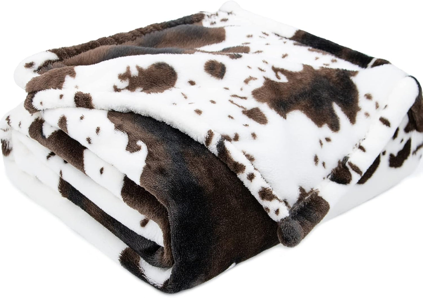 Cow Print Twin Blanket 60x80 Inch - Soft Plush Fleece Throw for Bedroom Living Room, Black & White Animal Print Bedding, Lightweight Cozy Blanket for Adults & Kids