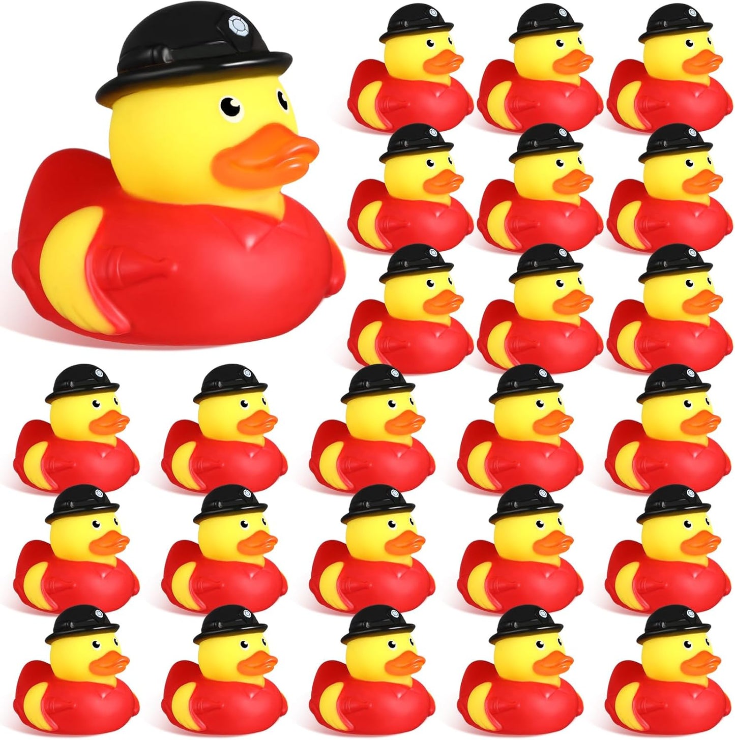 Sotiff 24 Pcs Firefighter Rubber Ducks Bulk 2 Inch Fireman Rubber Ducky for Firefighter Party Favors Birthday Party Gifts Beach Summer Bath Tub Pool Float