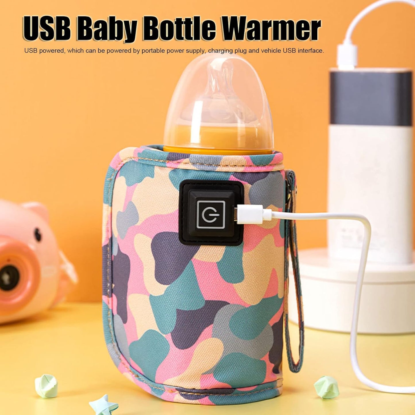 USB Baby Bottle Warmer,Portable Car Travel Bottle Warmer,Three Levels Temperature Adjustment Hook Design Bottle Warmer, Milk Heat Keeper Baby Bottle Warmer
