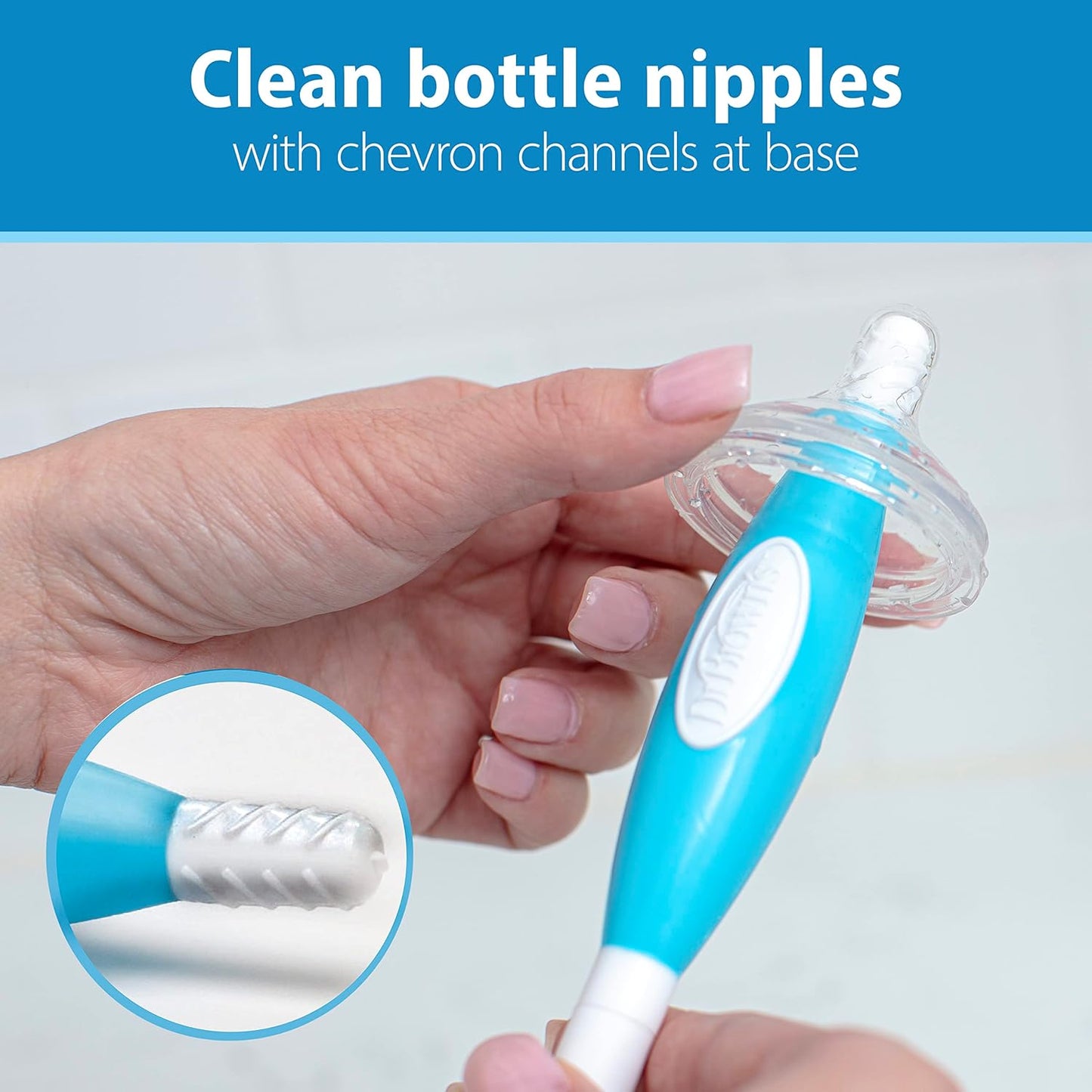 Dr. Brown's Reusable Sponge Baby Bottle Cleaning Brush with Suction Cup Stand, Scrubber and Nipple Cleaner, Assorted Color 1-Pack