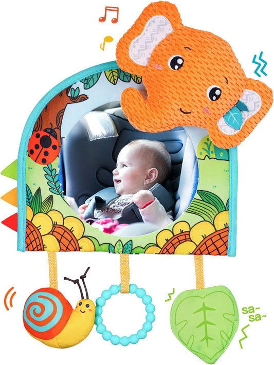 Koty Car Seat Toy - Kick and Play Activity Center with Mirror,Teether and Crinkle, Fun Travel Baby Toy for Rear Car Seat, Easier Drive with Newborns, Babies, Hanging Toys for Infants 0-6-12-18 Months