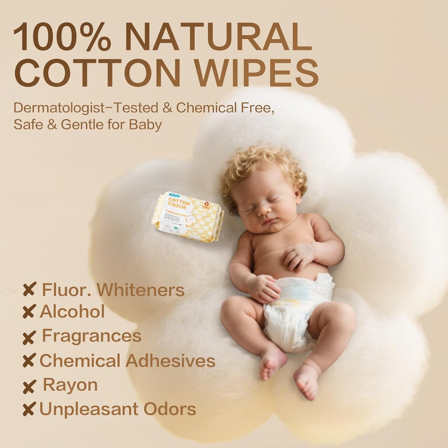 Winner 100% Cotton Dry Wipes, USDA Certified Baby Wipes, 33% Thicker & Ultra Soft, Hypoallergenic & Unscented for Baby Sensitive Skin, Wet/Dry for Diaper Changes, Meals & Cleanup, 240ct, Pack of 3