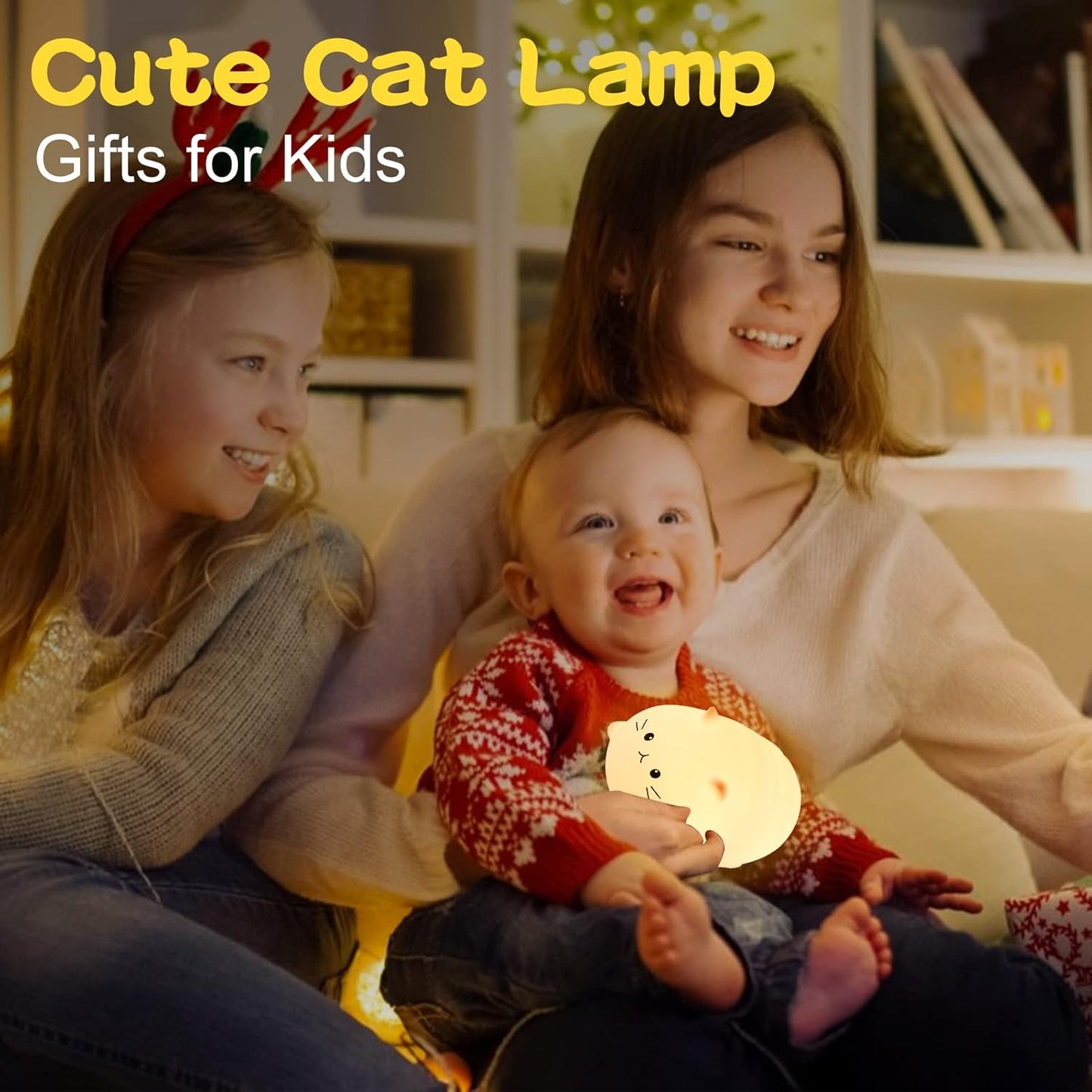 ZKLiLi Night Light, Cute Cat Nursery Lights USB Rechargeable Cat Lamp Nightlight Birthday Christmas Gift with Warm White and 7-Color Breathing Modes for Kids Baby Children (MBcat)