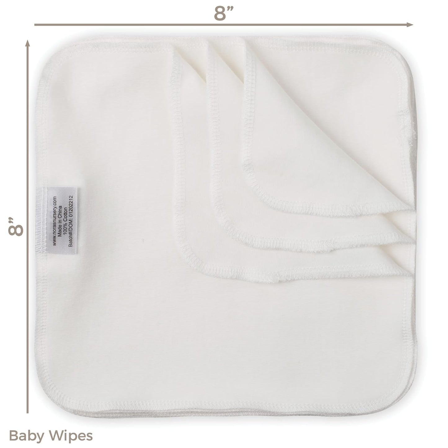 Nora's Nursery Reusable Baby Wipes, 100% Cotton Washcloths, Soft and Absorbent Towels for Newborn Bath and Face, Includes 20 Wipes with 1 Waterproof Pod for On-The-Go Moms, Sea