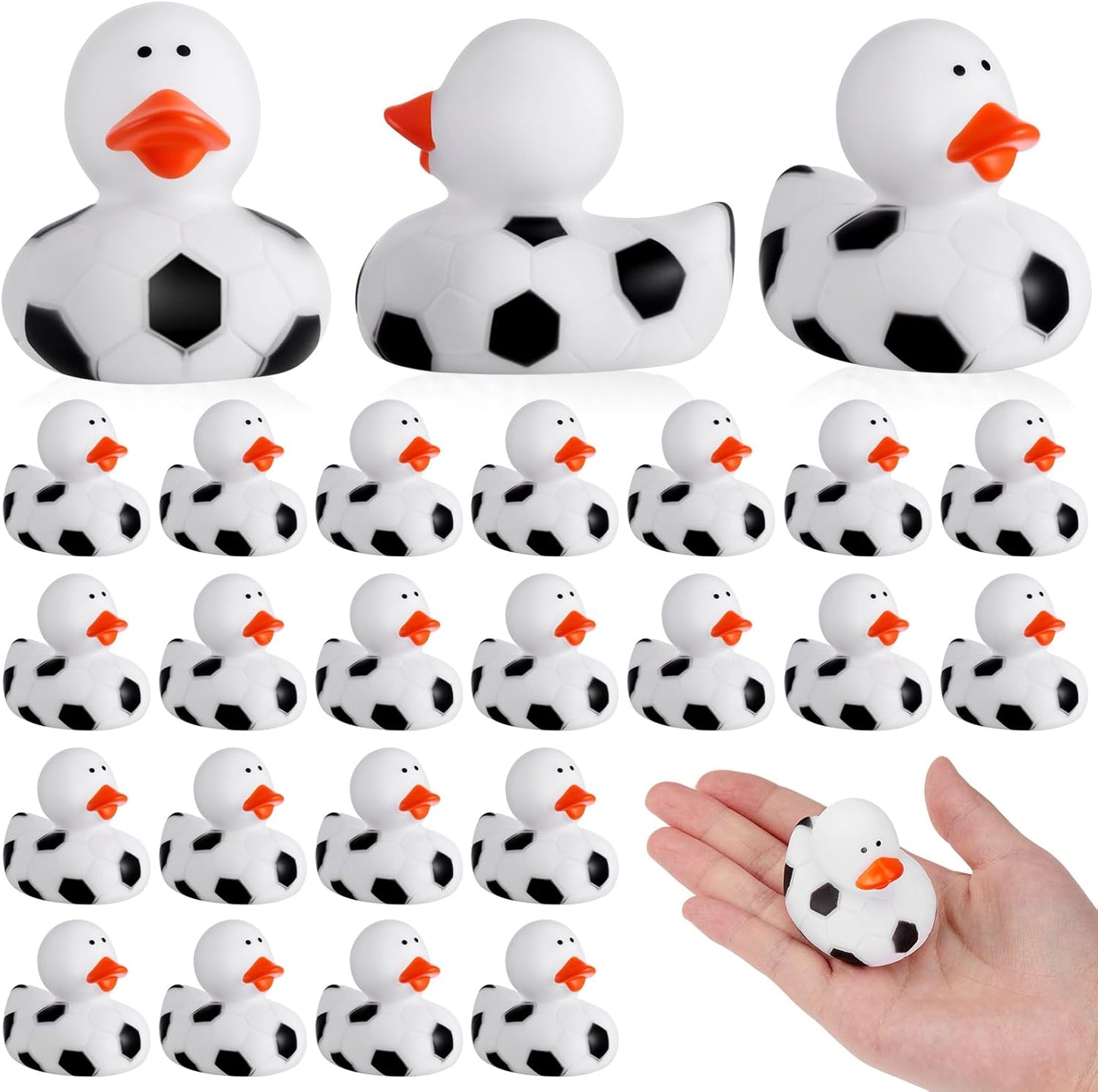 Deekin 50 Pcs Rubber Duck 2 Inch Bulk Sport Party Favors for Birthday Party Decorations Club Player Gift (Soccer)