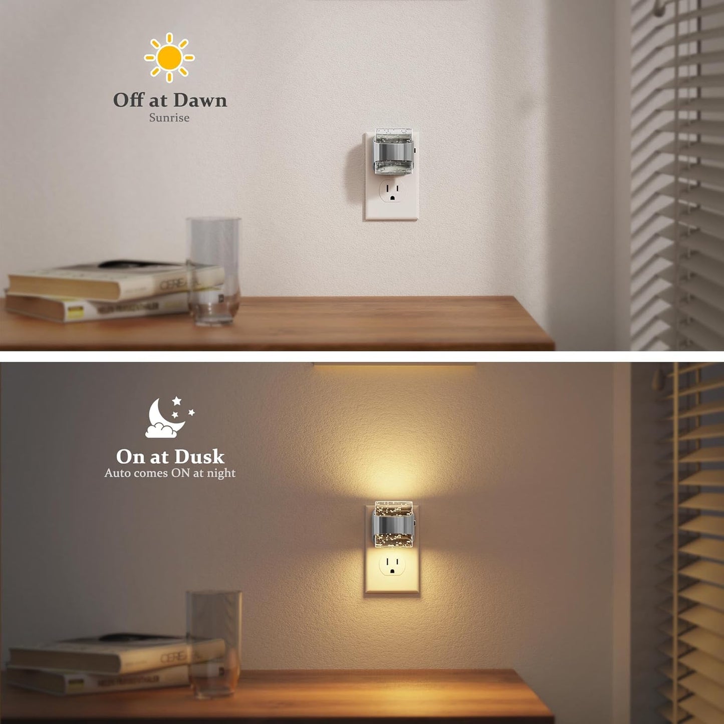 JandCase LED Night Light, Bubble Night Lights Plug into Wall, [2 Pack]Night Light3000K/4000K/5000K & 3 Brightness Levels, Dimmable Nightlight with Dusk to Dawn Sensor for Bathroom Hallway Bedroom