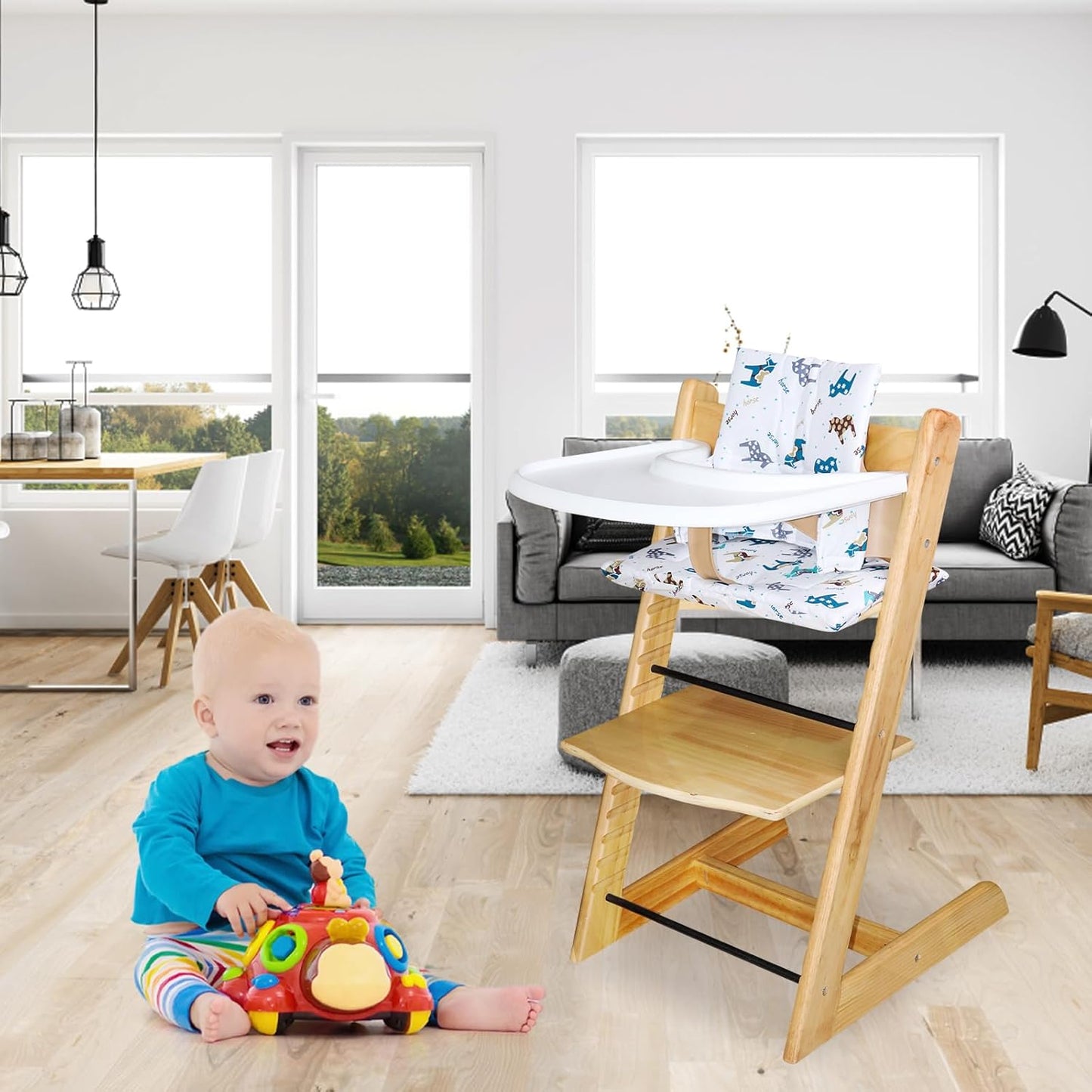 for Tripp Trapp High Chair Cushion, Soft and Comfortable for Tripp Trapp High Chair Cushion, for Tripp Trapp Cushion Set Makes It Safer and More Comfortable for Baby to Sit On (Cartoon Horse)