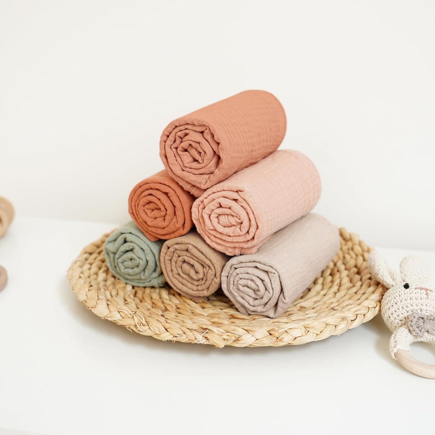 Konssy Muslin Baby Burp Cloths Sets for Unisex- 6 Pack Large 100% Cotton Burping Clothes for Newborn, Baby Girls and Boys