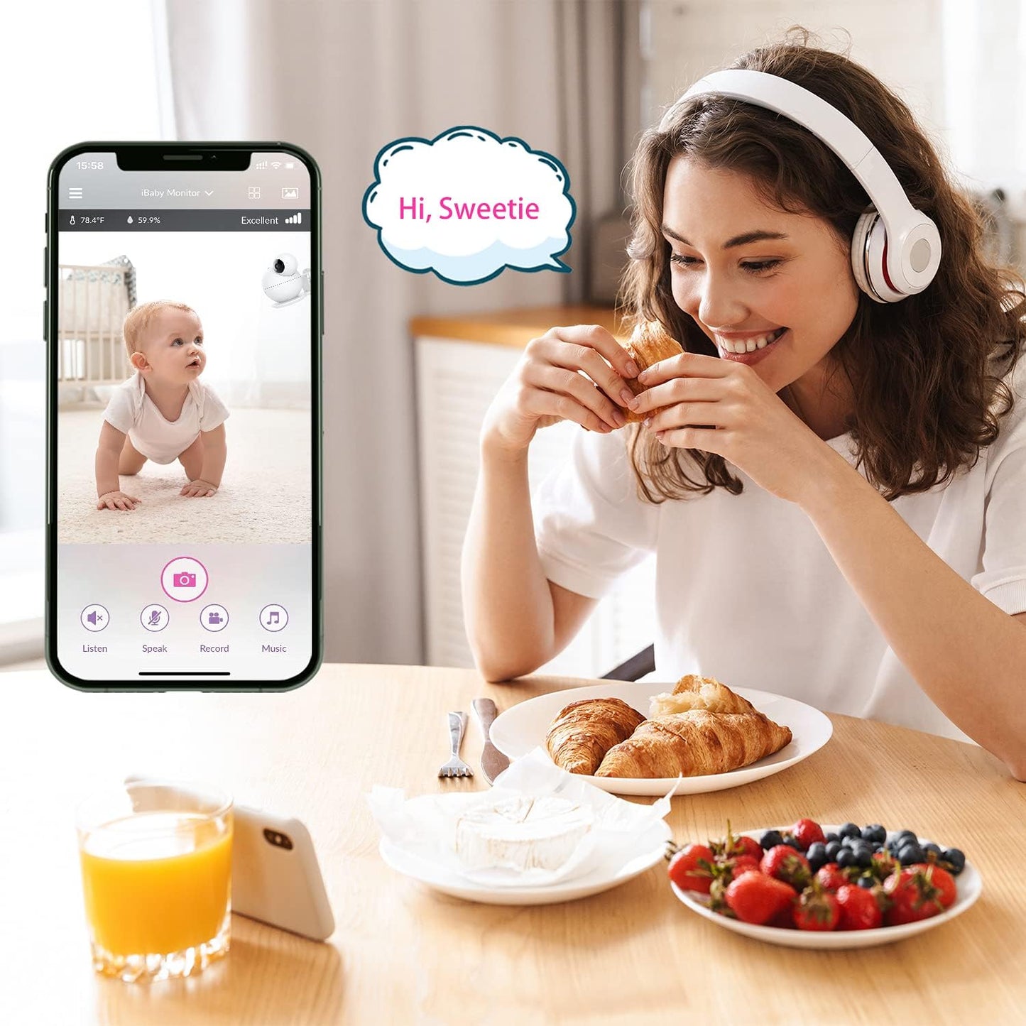 iBaby M8L WiFi Baby Monitor with Camera & Audio: Sleep Tracking, Motion Alerts, Wireless 360º Pan 110º Tilt, Temperature Sensor, 1080PFull HD Video, Night Vision, Support Multi-User on Smartphone APP