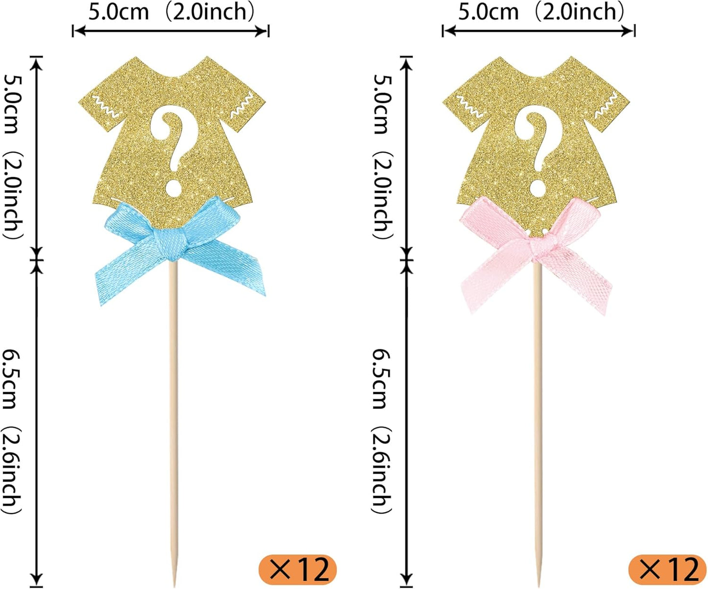 Rsstarxi 24 Pack Glitter Gender Reveal Cupcake Toppers Boy or Girl Cupcake Toppers Pink or Blue Bow Tie Cupcake Picks for Baby Shower Gender Reveal Theme Party Cake Decorations