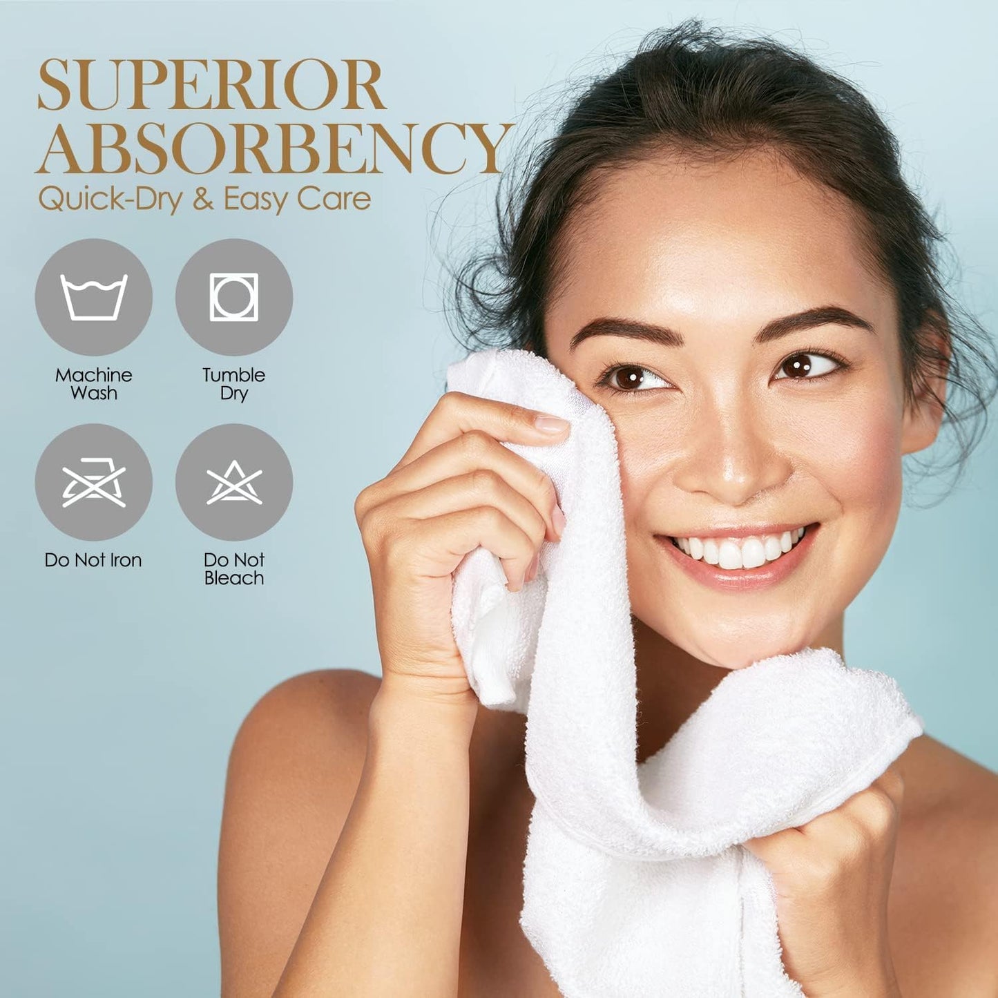Elaine Karen White Wash Cloths for Your Face - 12 Pack Premium Cotton Washcloths - Hotel & Spa Bathroom Face Towels - 13x13 Face-Cloth