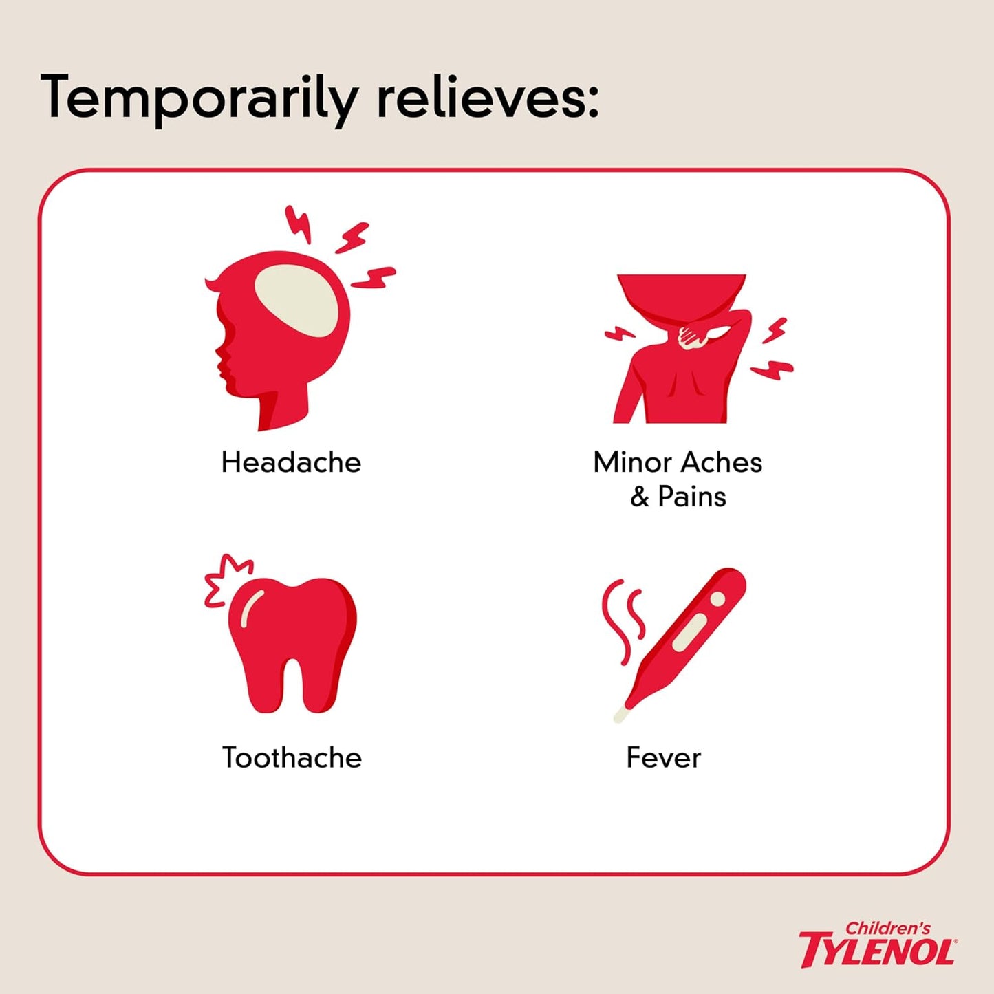 Children's Tylenol Liquid Oral Suspension Medicine, Acetaminophen Pain Reliever & Fever Reducer for Cold + Flu Symptoms & Sore Throat, Aspirin-, Ibuprofen- & Alcohol- Free, Grape, 4 fl. oz